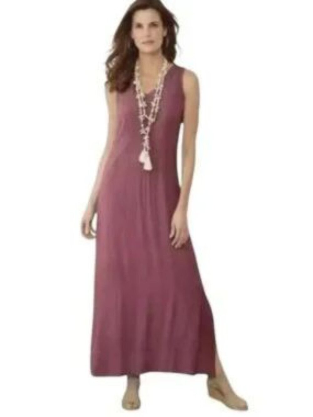 Soft Surroundings Katriane Maxi Dress Mauve Purple Crinkle Lined Sleeveless L